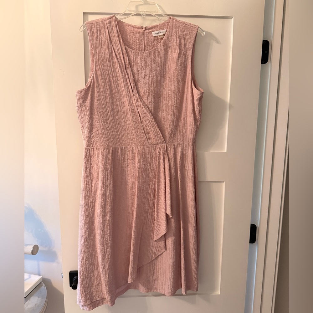 Calvin Klein Textured Blush Pink Sleeveless Dress (Size 12)